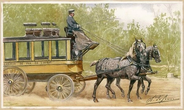 French Horse Bus. Horse bus operated by the Chemin de Fer de l'Ouest