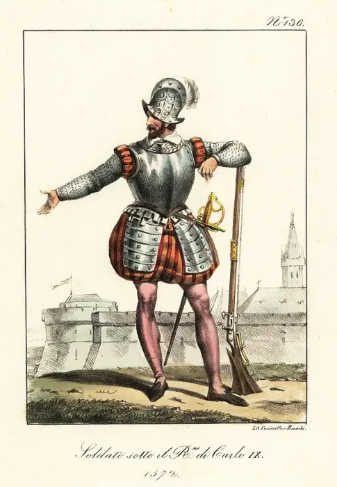 Framed Print : French infantry soldier in the reign of King Charles IX, 1572 Framed Print : French infantry soldier in the reign of King Charles IX, 1572