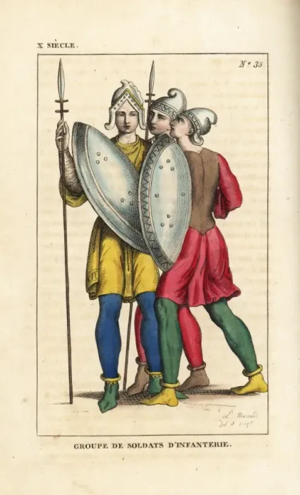 Framed Print : French infantry soldiers, 10th century Framed Print : French infantry soldiers, 10th century
