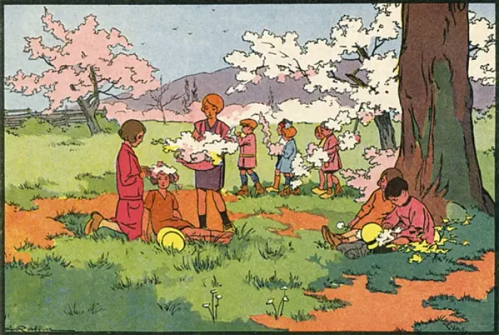 Framed Print : French Kids Pick Flowers Framed Print : French Kids Pick Flowers
