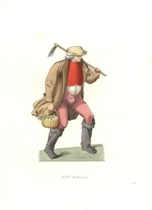 Framed Print : French labourer, 16th century, from a 1567 print Framed Print : French labourer, 16th century, from a 1567 print