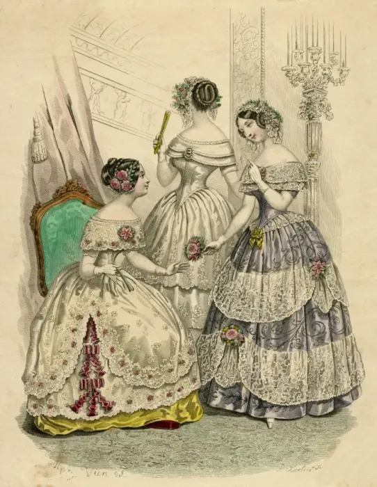 Framed Print : Three French ladies in crinolines Framed Print : Three French ladies in crinolines