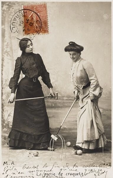 Two French Ladies playing Croquet