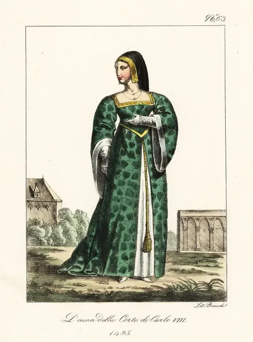 Framed Print : French lady of the court of King Charles VIII of France, 1495 Framed Print : French lady of the court of King Charles VIII of France, 1495