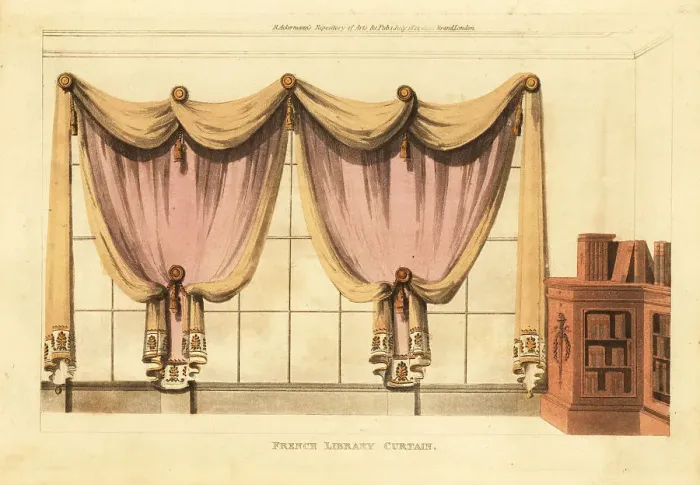 Framed Print : French library curtains, 1812 Framed Print : French library curtains, 1812