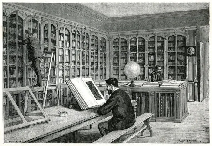 Framed Print : French Library with students at work - Paris Framed Print : French Library with students at work - Paris