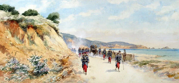 French Line Regiment patrolling a Mediterranean road