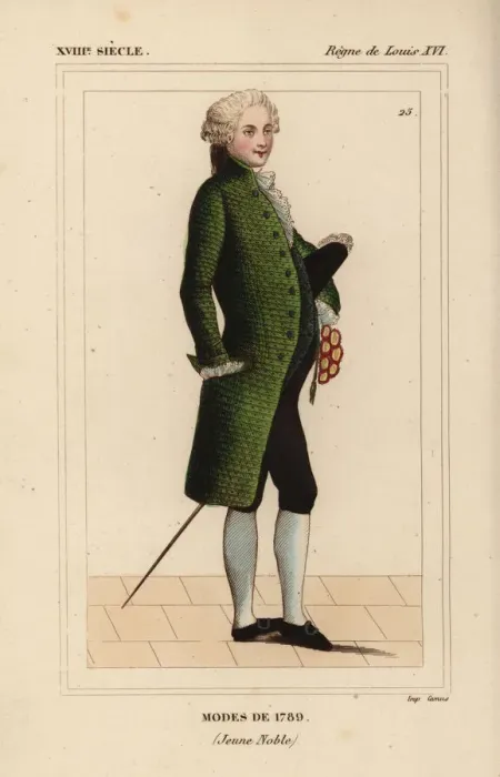 Framed Print : French mens fashions of 1789 (young nobleman) Framed Print : French mens fashions of 1789 (young nobleman)