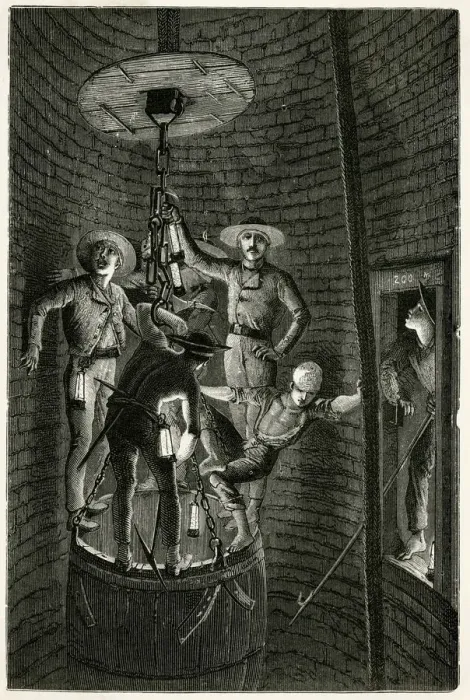 Framed Print : FRENCH MINERS, LIFT SHAFT Framed Print : FRENCH MINERS, LIFT SHAFT