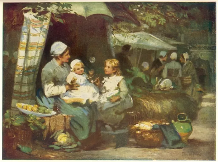 Framed Print : French Mother & Girls Framed Print : French Mother & Girls