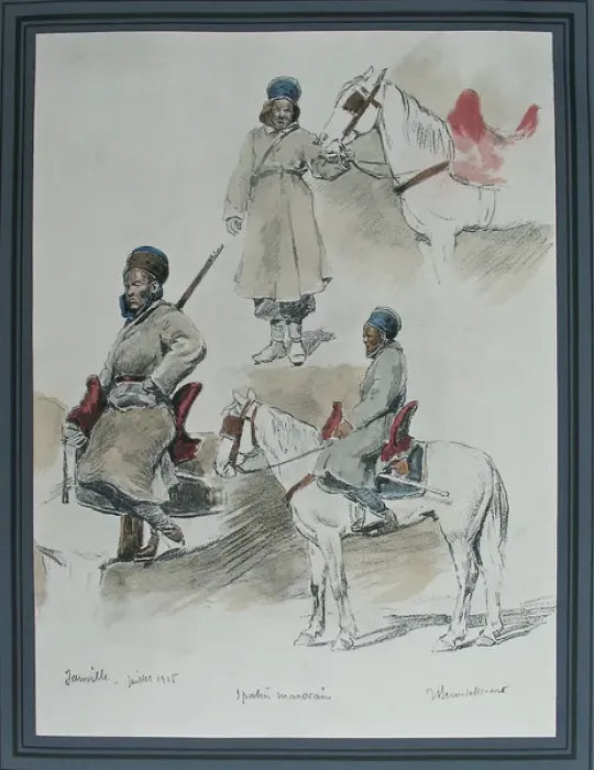 Framed Print : French Mounted Moroccan Lancers at Janville Framed Print : French Mounted Moroccan Lancers at Janville