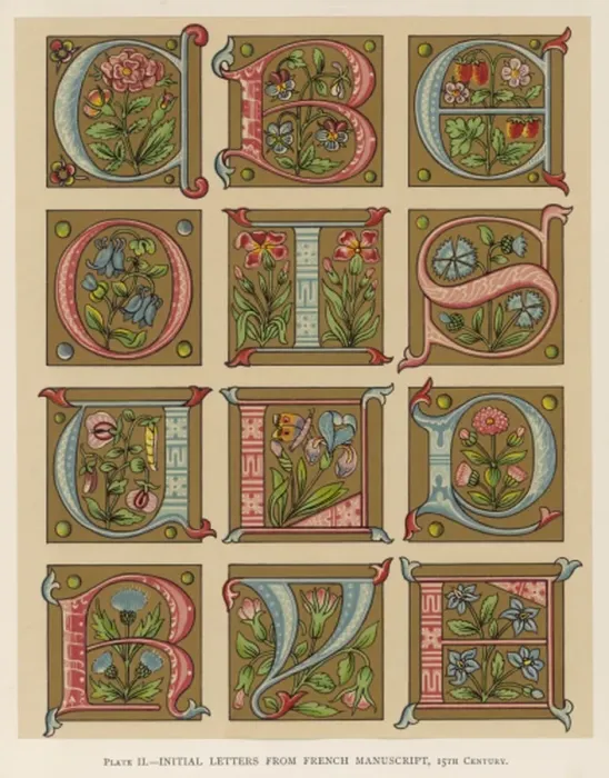 Framed Print : French Ms Letters Framed Print : French Ms Letters