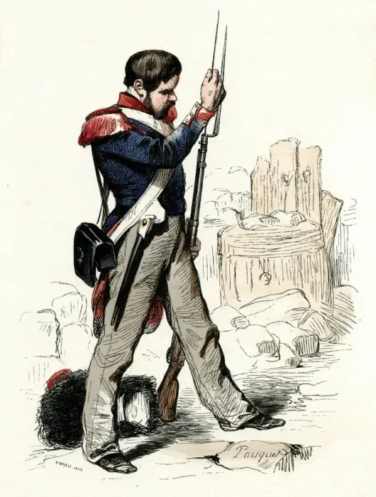 Framed Print : French National Guard soldier cleaning his rifle Framed Print : French National Guard soldier cleaning his rifle