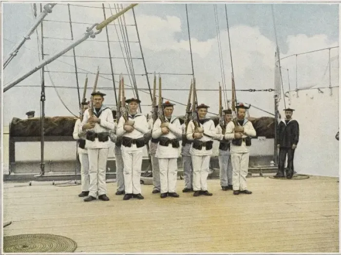 Framed Print : French Naval Gun Drill Framed Print : French Naval Gun Drill