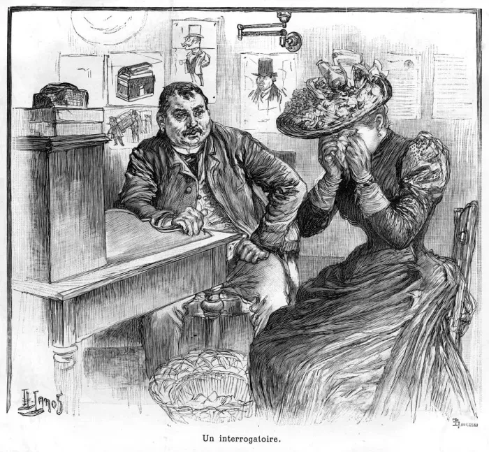 Framed Print : French police interrogating a suspect Framed Print : French police interrogating a suspect