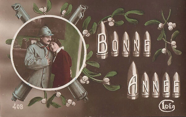 French postcard, Happy New Year, WW1
