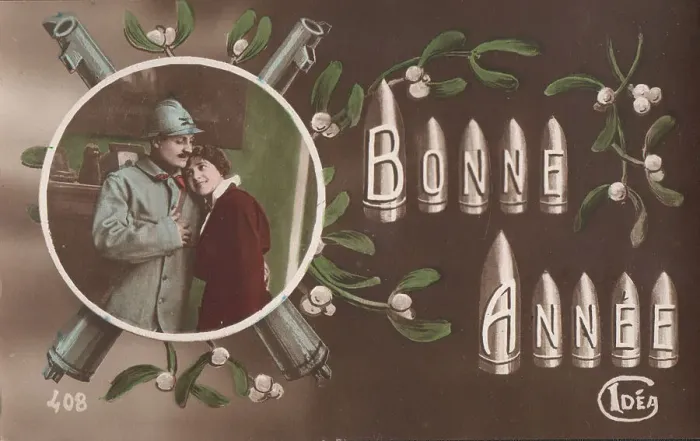 Framed Print : French postcard, Happy New Year, WW1 Framed Print : French postcard, Happy New Year, WW1