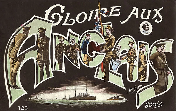 French postcard praising the English - WWI