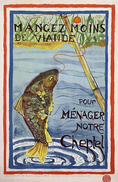 French poster, Eat Less Meat, WW1