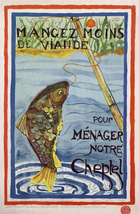 Framed Print : French poster, Eat Less Meat, WW1 Framed Print : French poster, Eat Less Meat, WW1