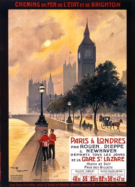 Paris to London Railway Print circa Art Prints, Posters