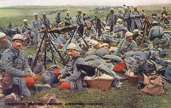 French reservists at Verdun await orders - WWI