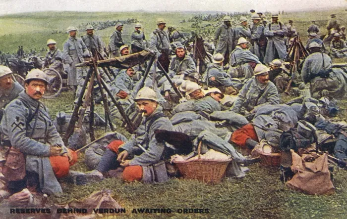 Framed Print : French reservists at Verdun await orders - WWI Framed Print : French reservists at Verdun await orders - WWI
