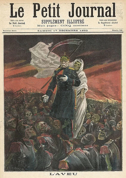French satire on Otto von Bismarck with grim reaper 1892