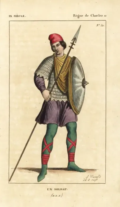 Framed Print : French soldier, 9th century Framed Print : French soldier, 9th century