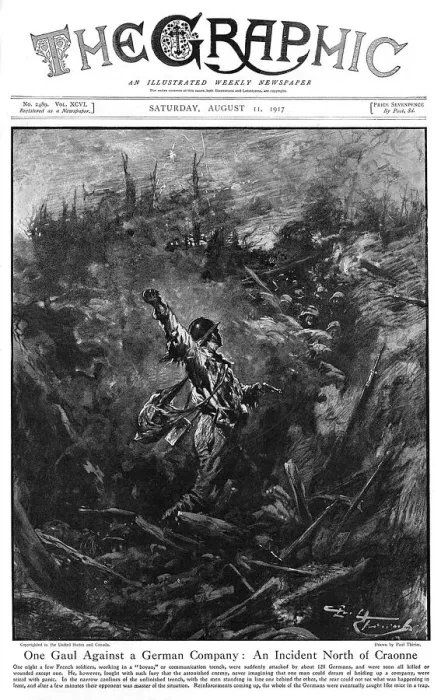 Framed Print : French soldier fights off German attack, Craonne Framed Print : French soldier fights off German attack, Craonne