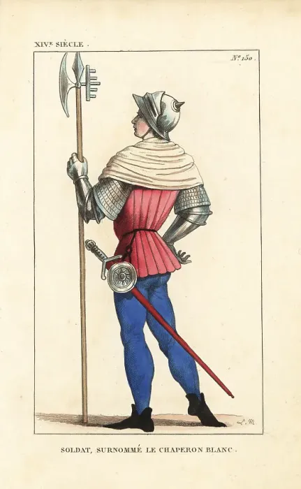Framed Print : French soldier known as White Riding Hood, 14th century Framed Print : French soldier known as White Riding Hood, 14th century
