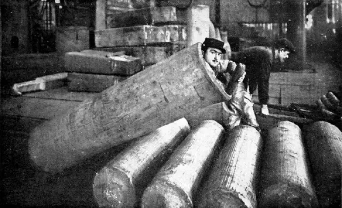Framed Print : A French soldier lying inside an artillery shell case Framed Print : A French soldier lying inside an artillery shell case