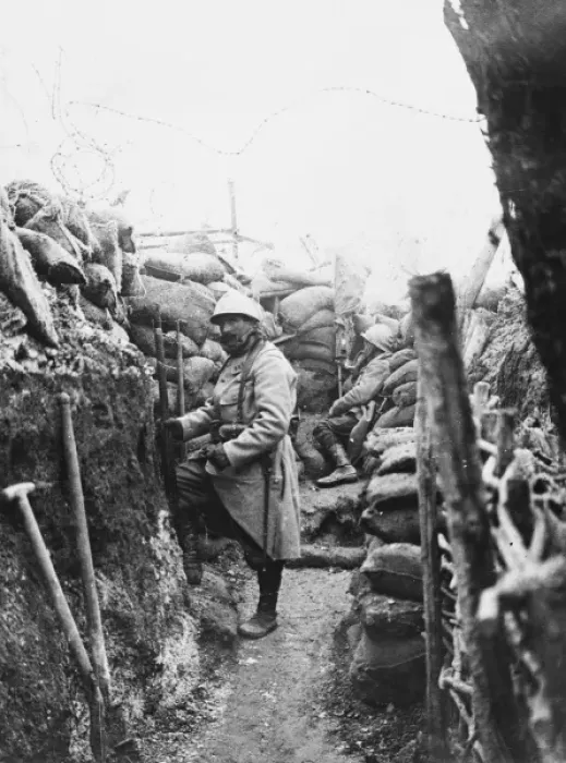 Framed Print : French soldier in a trench 1915