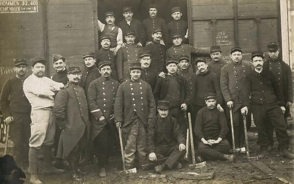 French soldiers posing with their hoes