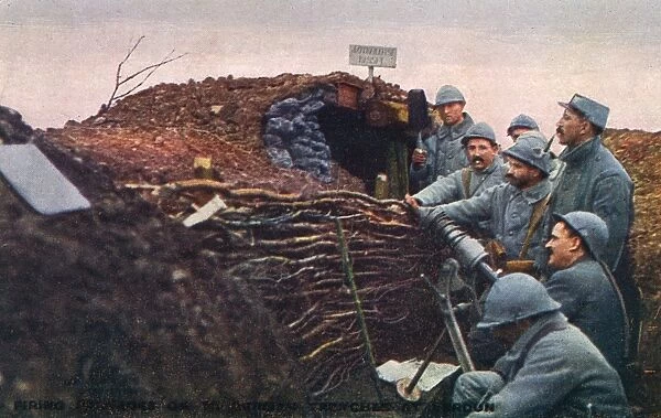 French soldiers with small grenade launcher - Verdun, WWI