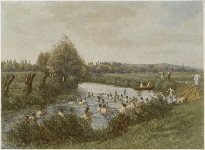 Framed Print : French Soldiers Swimming Framed Print : French Soldiers Swimming