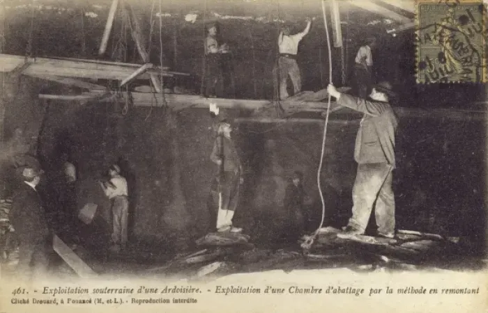 Framed Print : French Underground slate quarrying Framed Print : French Underground slate quarrying