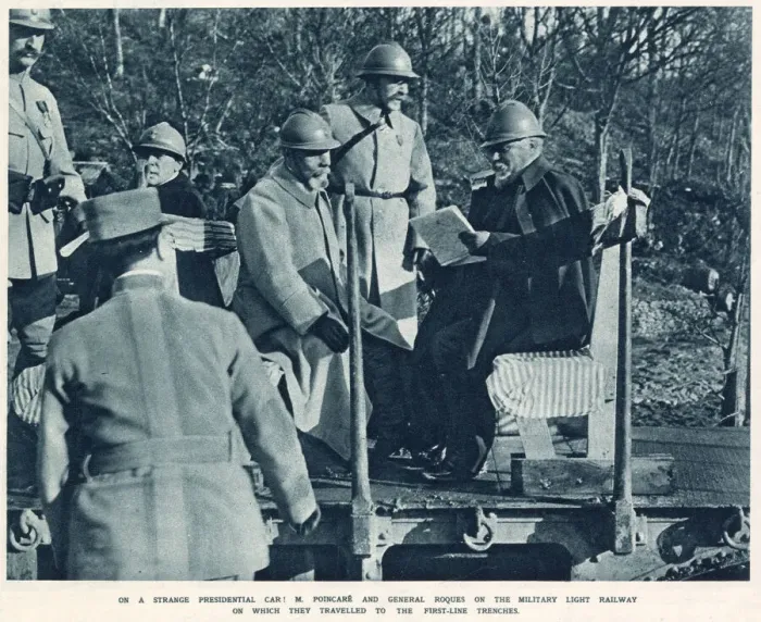 Framed Print : The two French VIPs as they travel on a converted narrow gauge military railway Framed Print : The two French VIPs as they travel on a converted narrow gauge military railway