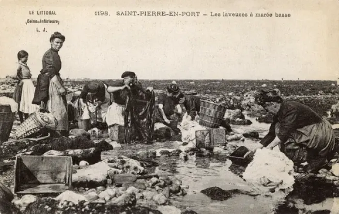 Framed Print : French Washerwomen - Saint-Pierre-en-Port, France Framed Print : French Washerwomen - Saint-Pierre-en-Port, France