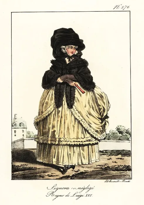 Framed Print : French woman in casual outfit, late 18th century Framed Print : French woman in casual outfit, late 18th century