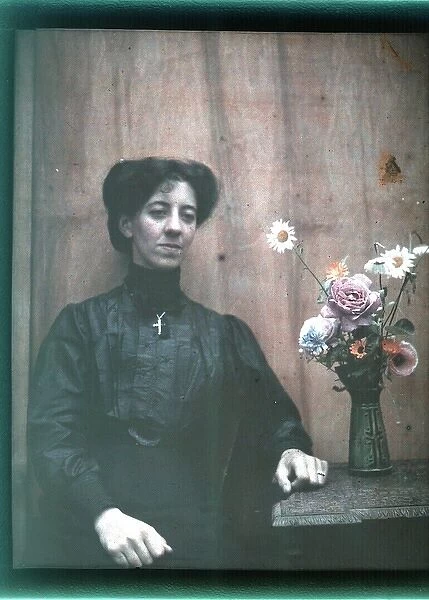 French woman in early colour photograph