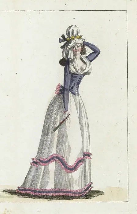 Framed Print : French woman in taffeta pierrot and petticoat, 1790 Framed Print : French woman in taffeta pierrot and petticoat, 1790
