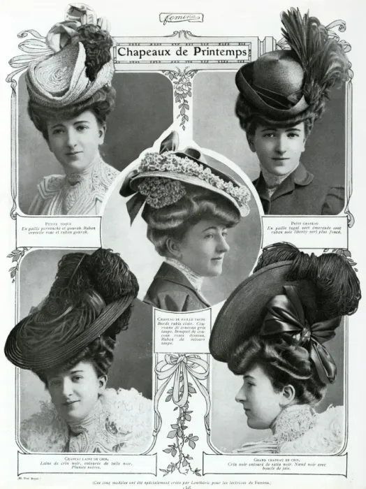 Framed Print : French woman wearing cartwheel hats for Spring 1906 Framed Print : French woman wearing cartwheel hats for Spring 1906