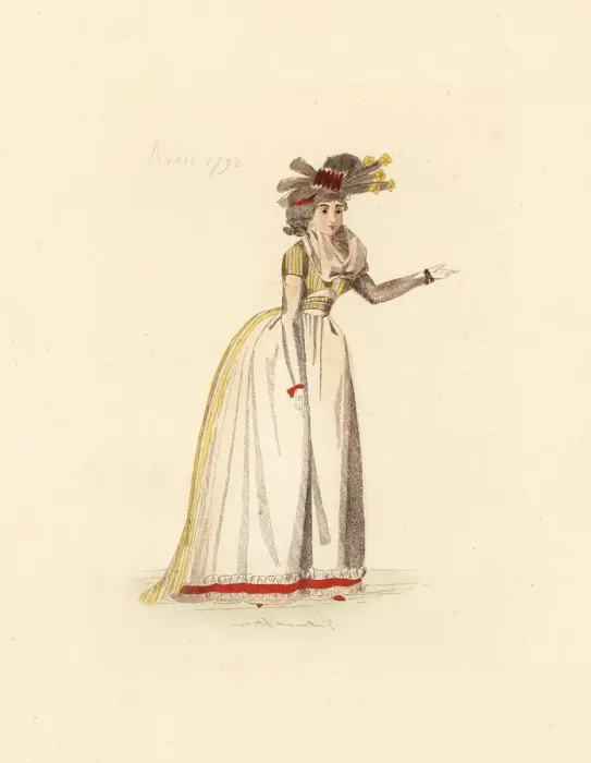 Framed Print : French woman wearing the fashion of April 1792 Framed Print : French woman wearing the fashion of April 1792