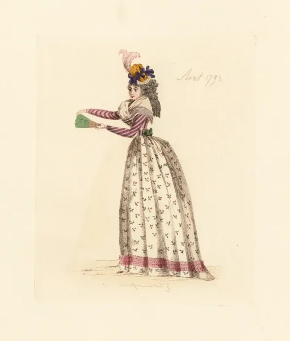 Framed Print : French woman wearing the fashion of April 1793 Framed Print : French woman wearing the fashion of April 1793
