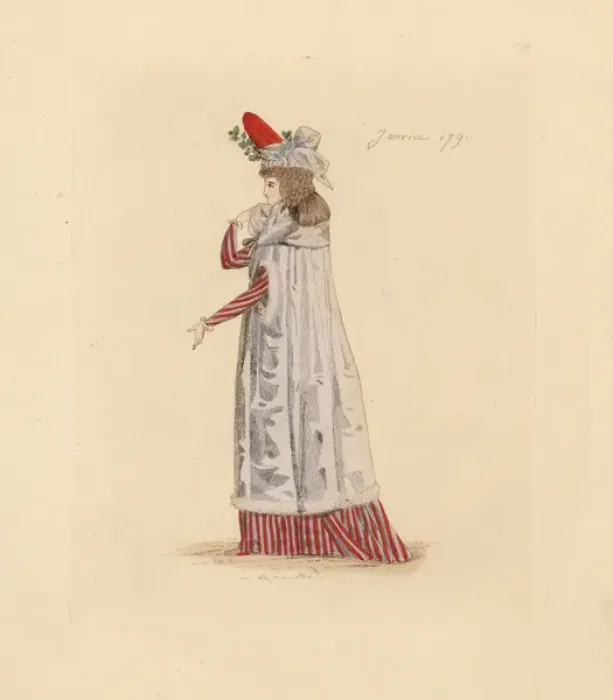 Framed Print : French woman wearing the fashion of January 1790
