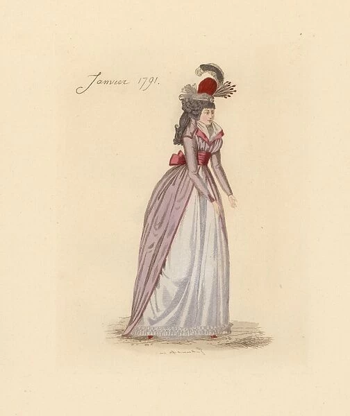 French woman wearing the fashion of January 1791