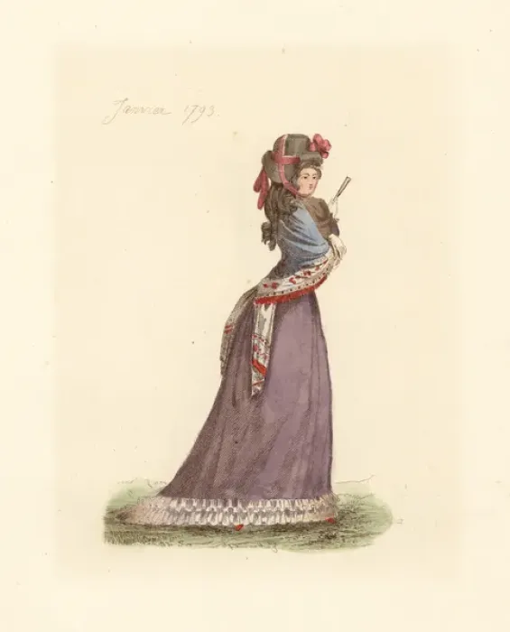 Framed Print : French woman wearing the fashion of January 1793