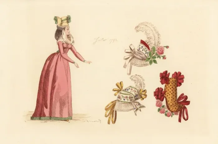 Framed Print : French woman wearing the fashion of July 1792 Framed Print : French woman wearing the fashion of July 1792