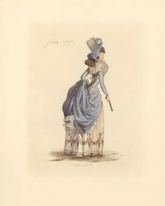 Framed Print : French woman wearing the fashion of June 1790 Framed Print : French woman wearing the fashion of June 1790